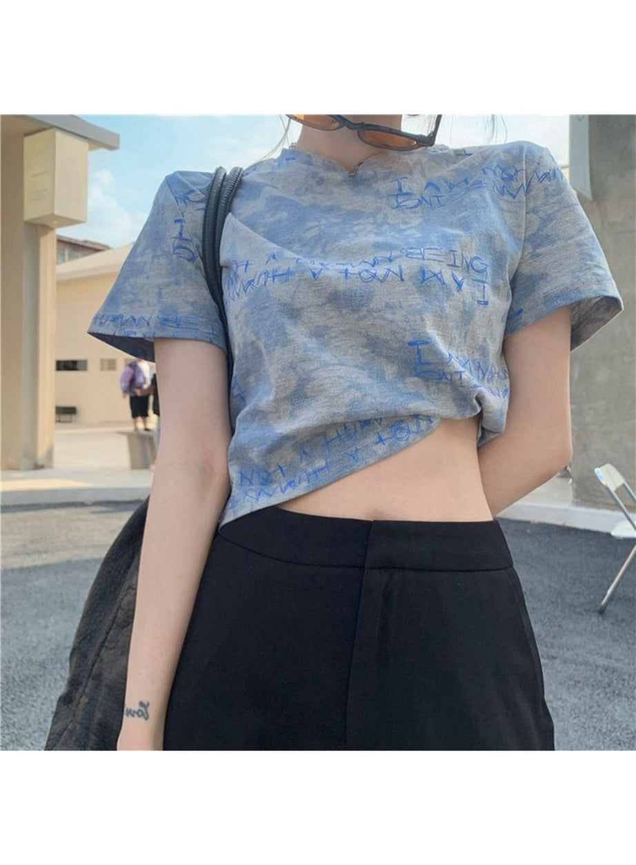 Y2k Downtown Cute Tie Dye Crop Top