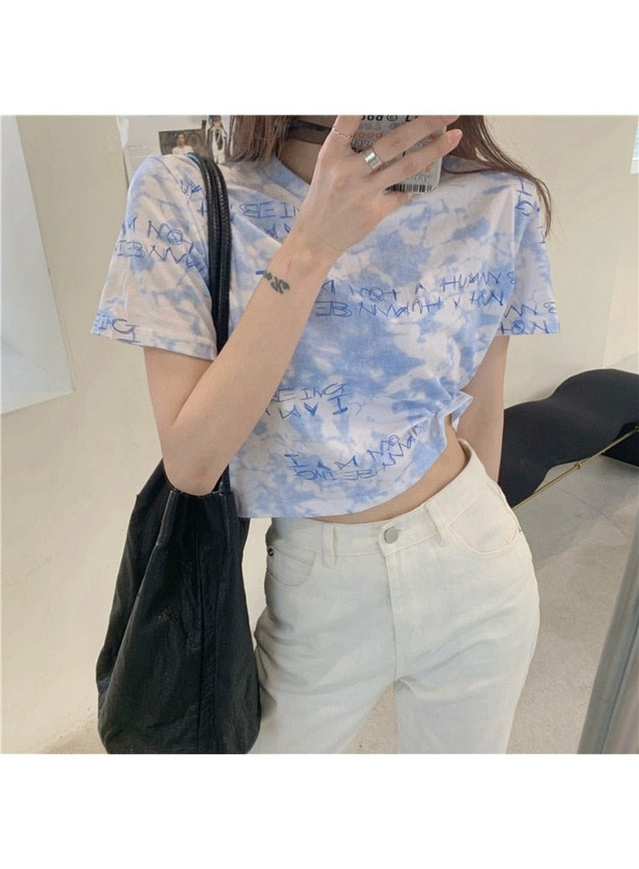 Y2k Downtown Cute Tie Dye Crop Top