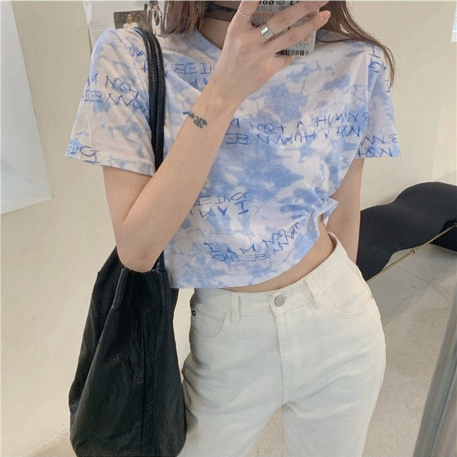 Y2k Downtown Cute Tie Dye Crop Top