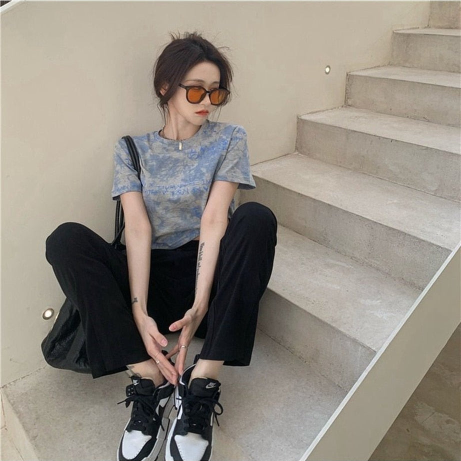 Y2k Downtown Cute Tie Dye Crop Top