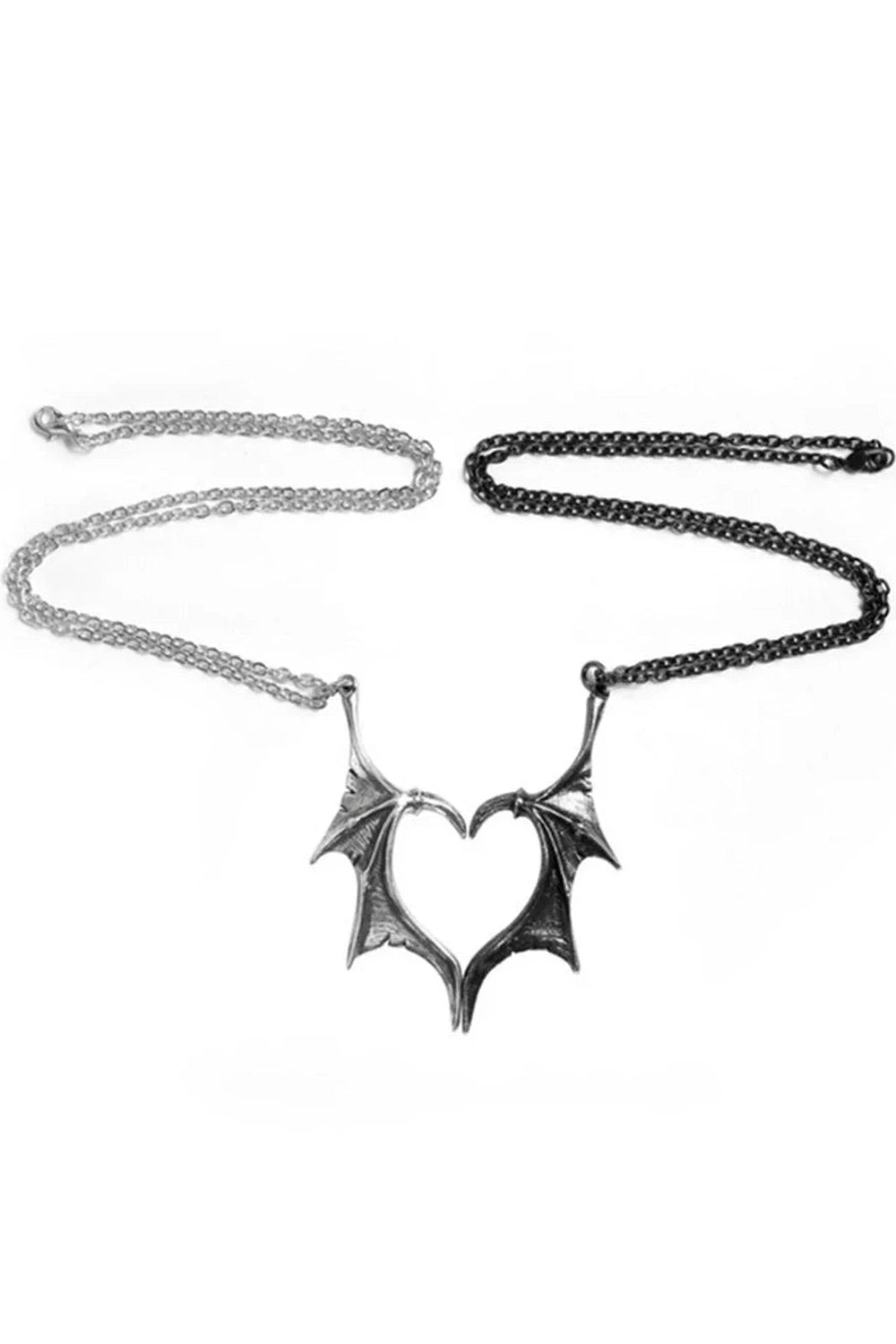 Y2k Duality Bat Wing Heart Necklace