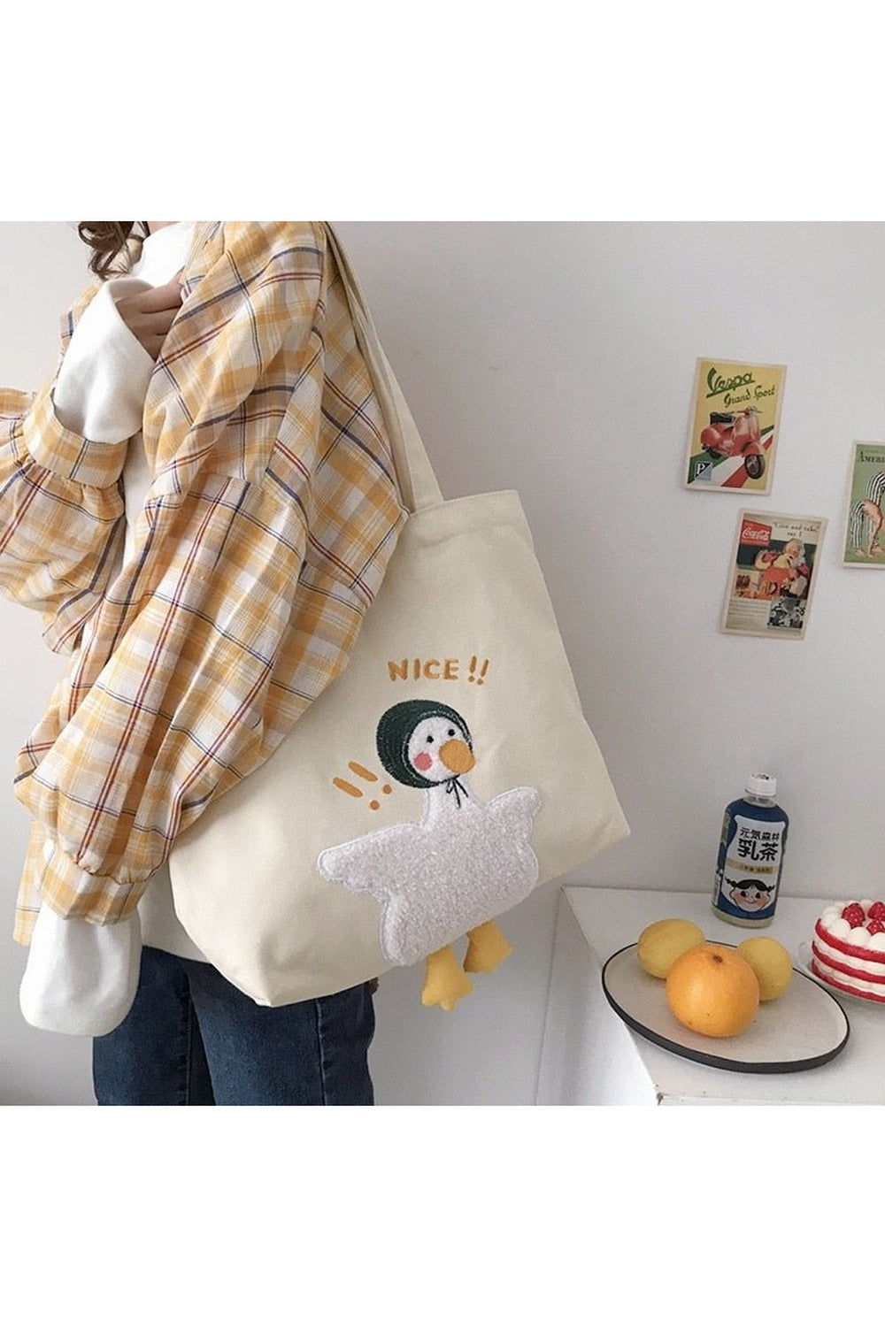 Y2k Duck Embroidery Canvas Bag
