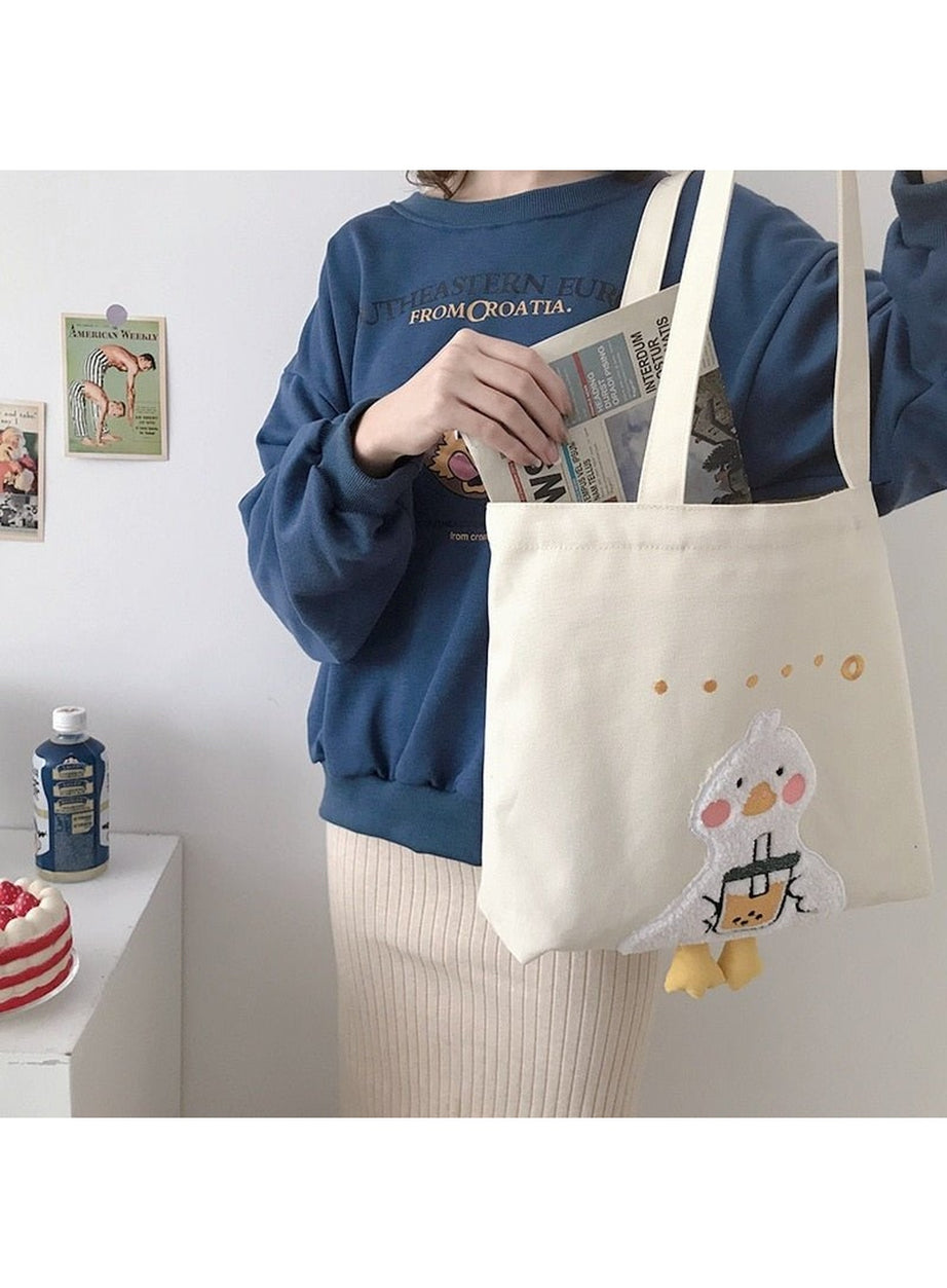 Y2k Duck Embroidery Canvas Bag