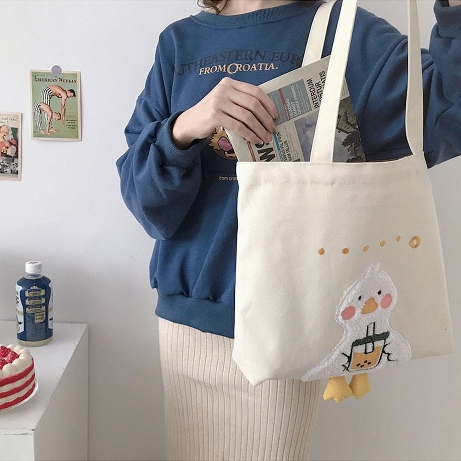 Y2k Duck Embroidery Canvas Bag
