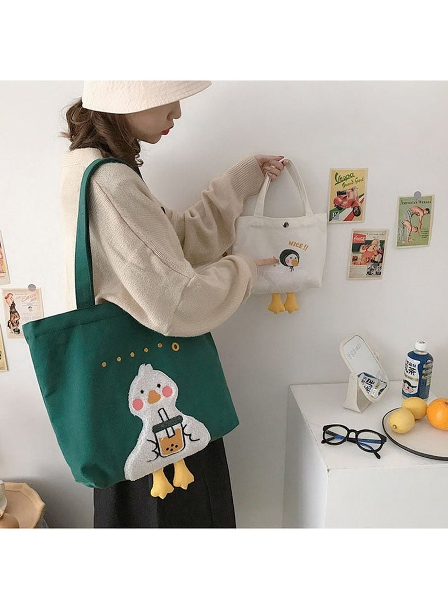 Y2k Duck Embroidery Canvas Bag