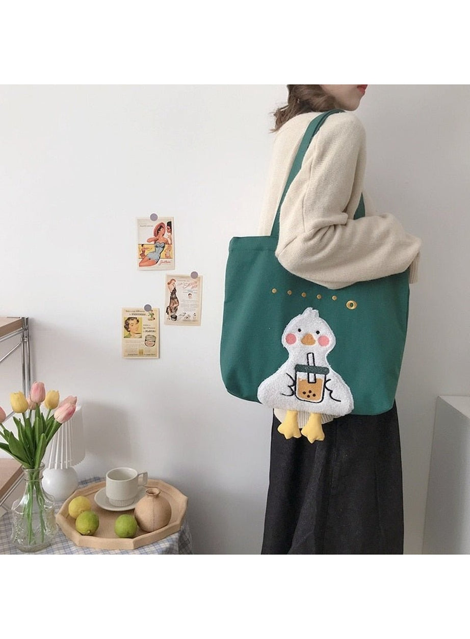 Y2k Duck Embroidery Canvas Bag