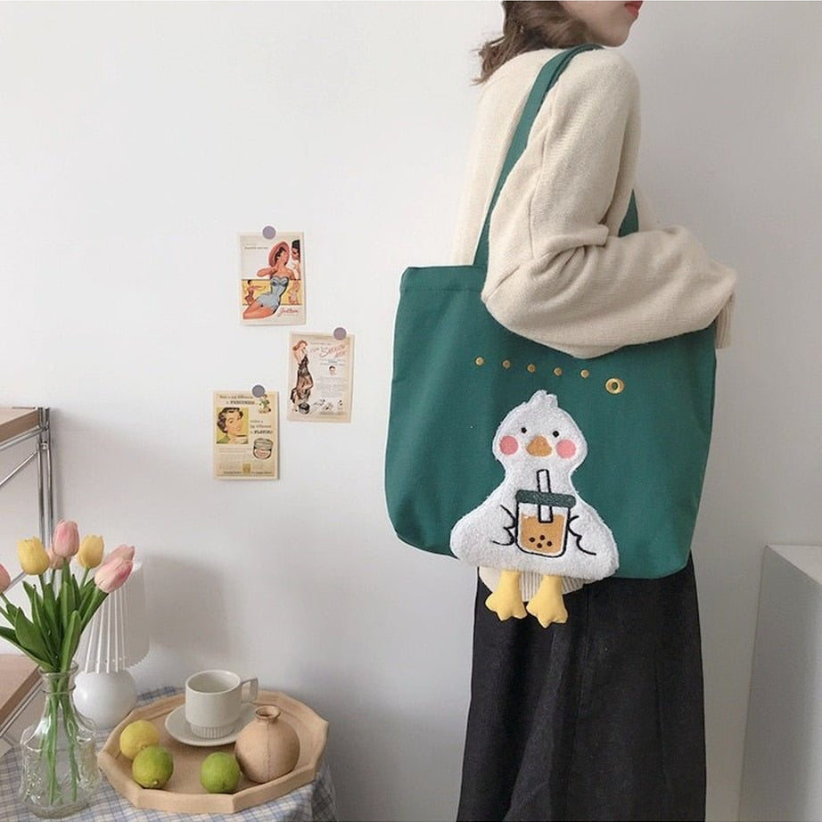Y2k Duck Embroidery Canvas Bag