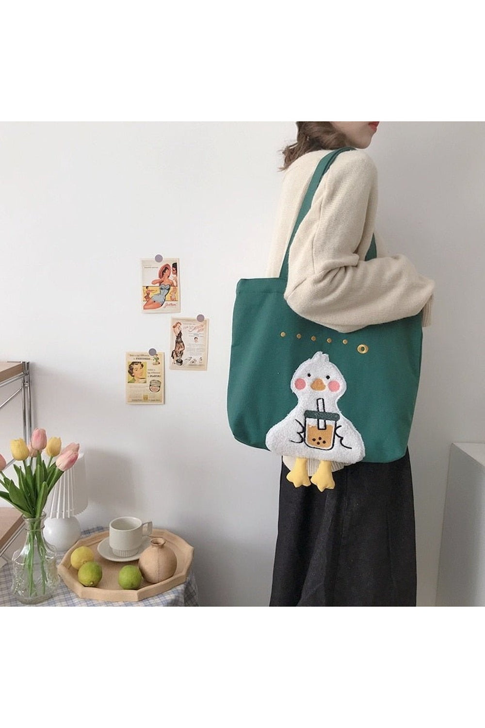 Y2k Duck Embroidery Canvas Bag