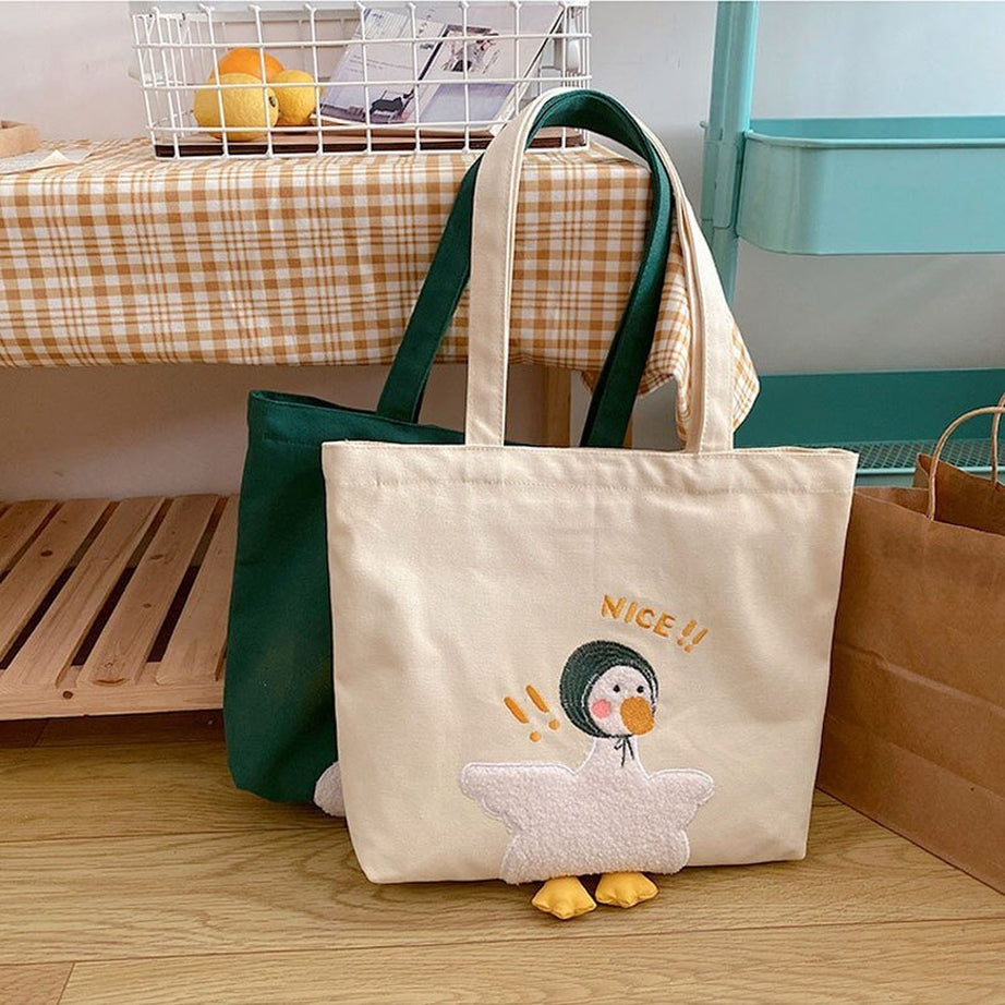 Y2k Duck Embroidery Canvas Bag