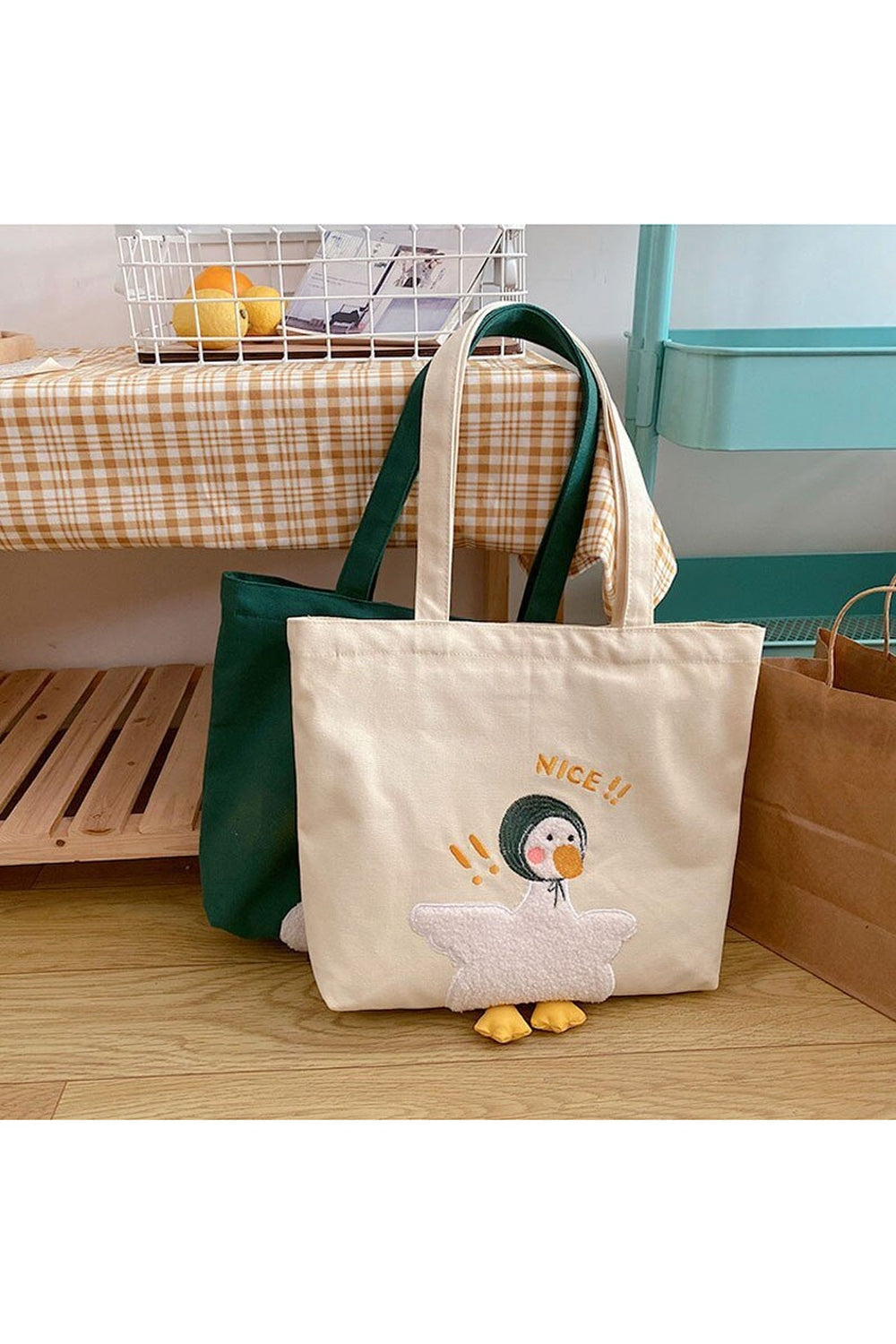 Y2k Duck Embroidery Canvas Bag