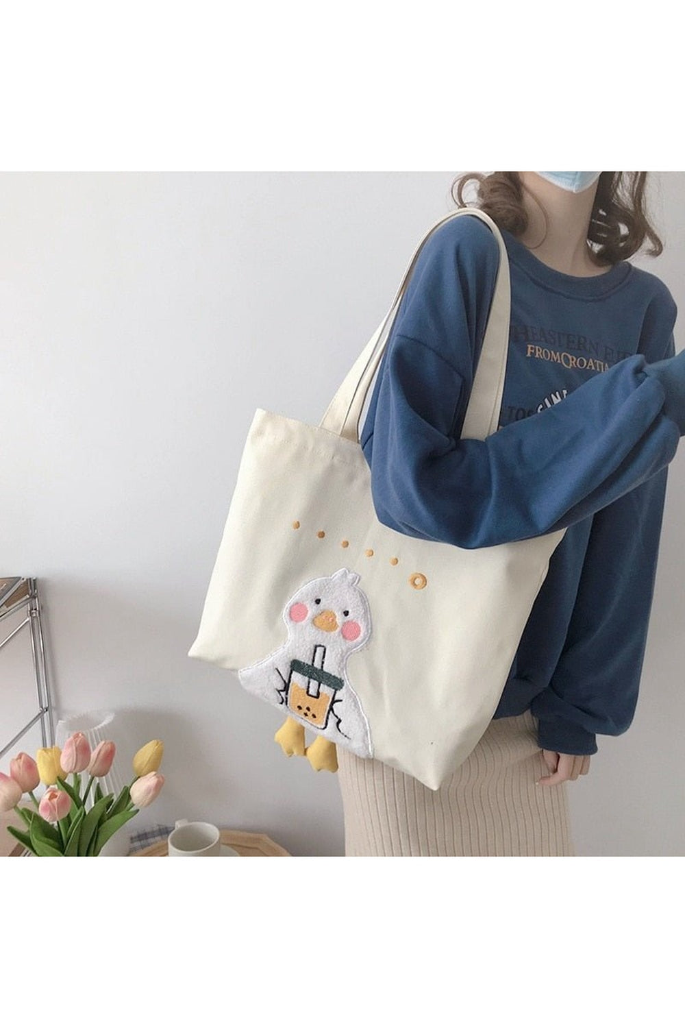 Y2k Duck Embroidery Canvas Bag