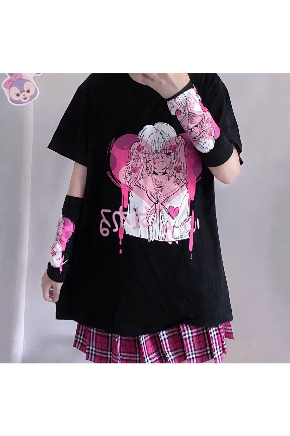 Y2k E-Girl Anime Heart T-shirt