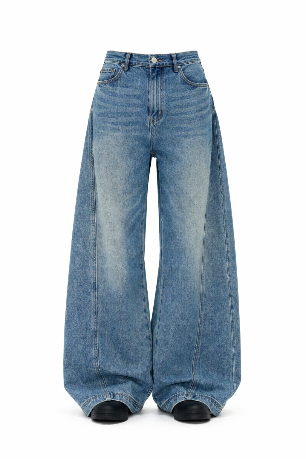 Washed Blue Ultra Wide Leg Jeans