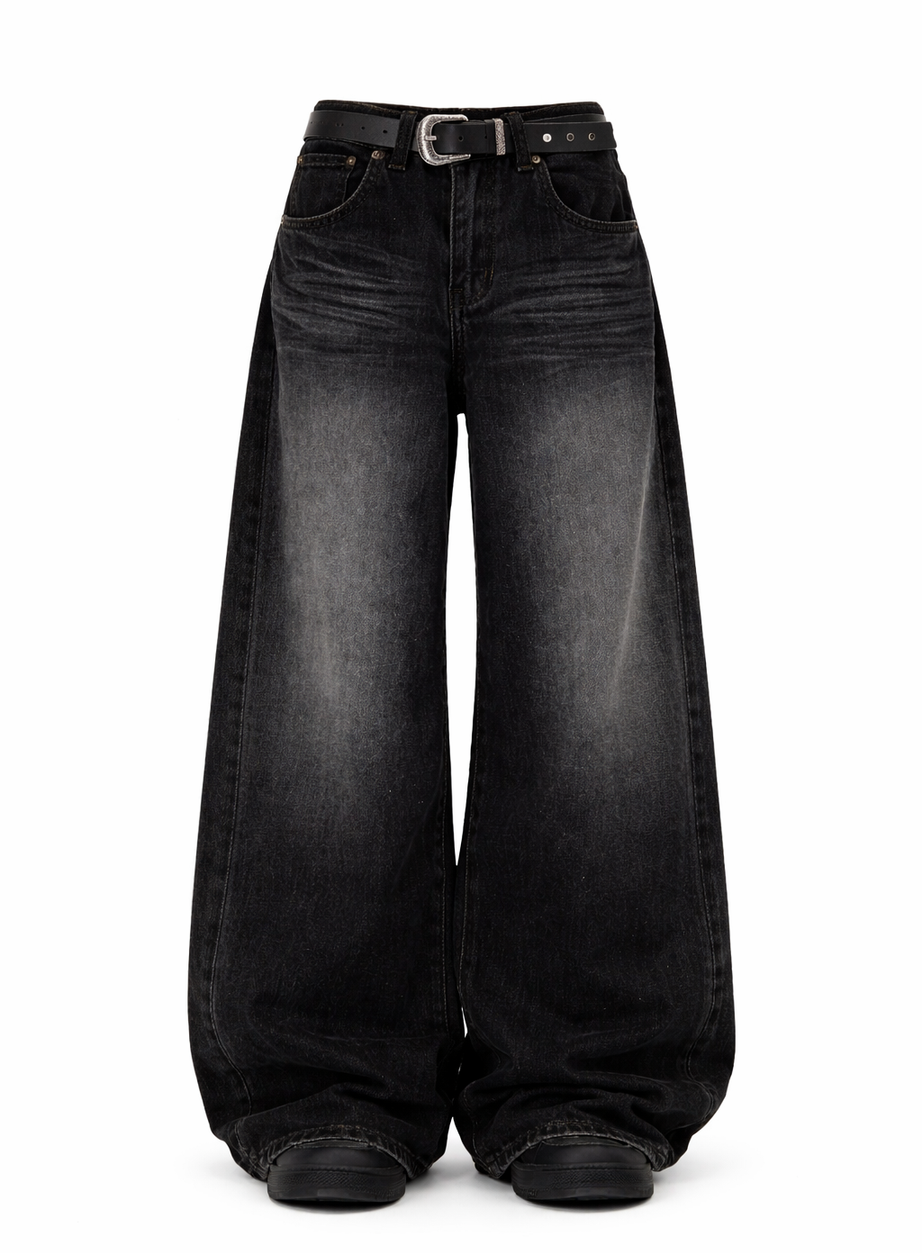 Washed Black Y2K Baggy Jeans