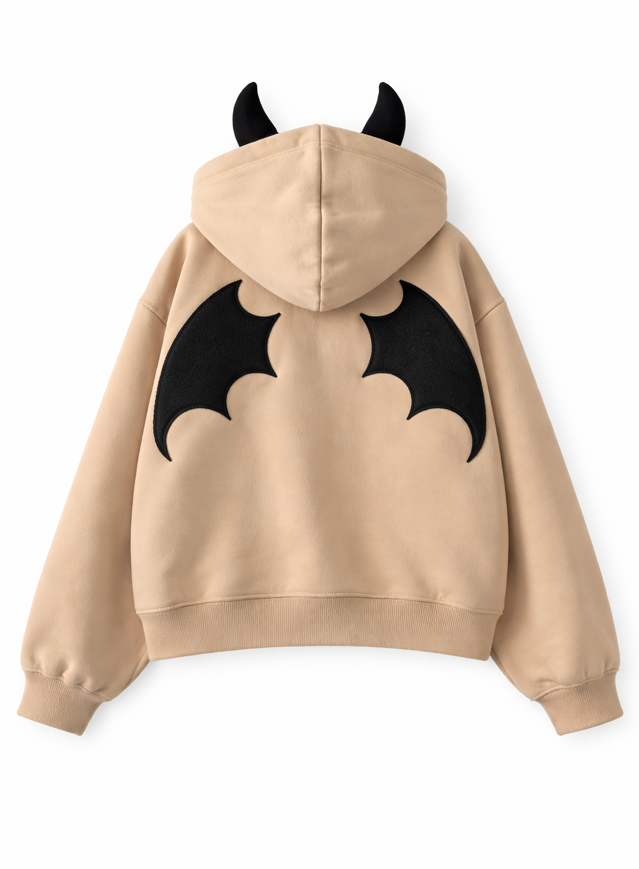 Y2k Little Devil Embroidered Zipper Hoodie