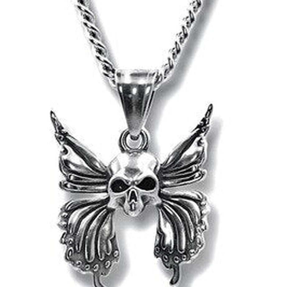 Y2k Edgy Aesthetic Butterfly Skull Flower Necklace