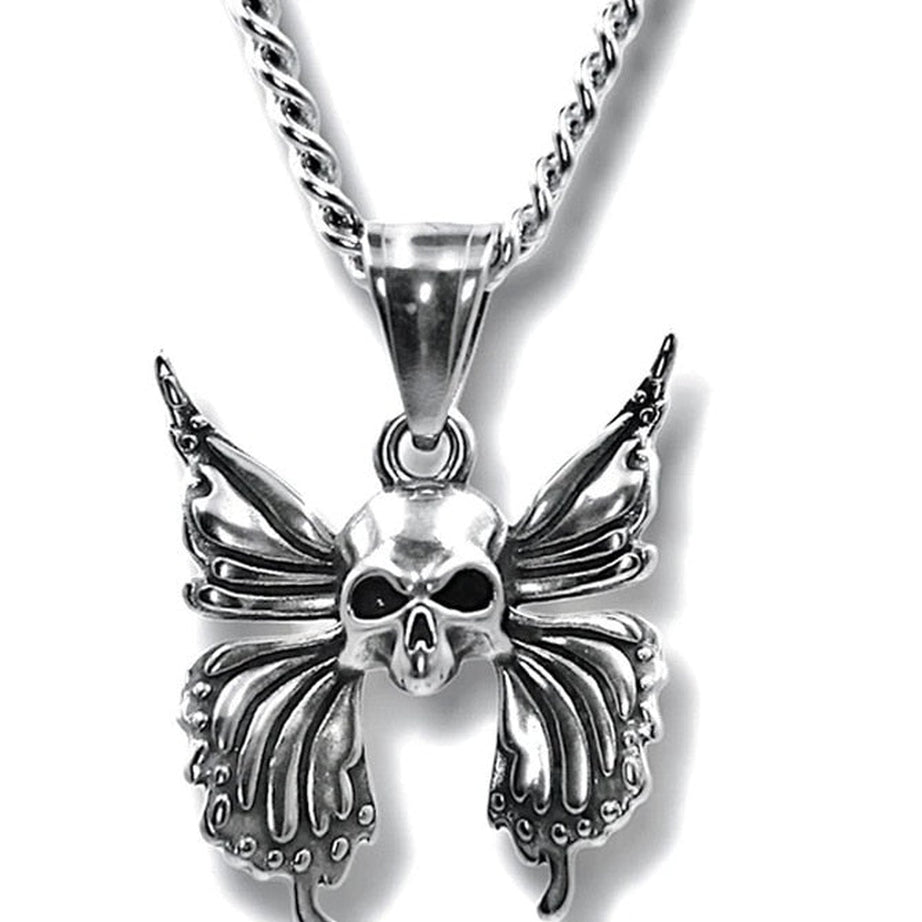 Y2k Edgy Aesthetic Butterfly Skull Flower Necklace