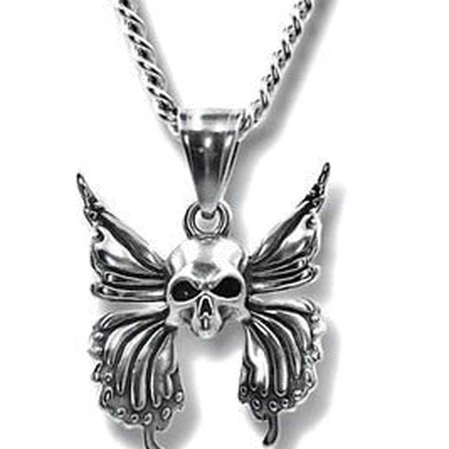 Y2k Edgy Aesthetic Butterfly Skull Flower Necklace
