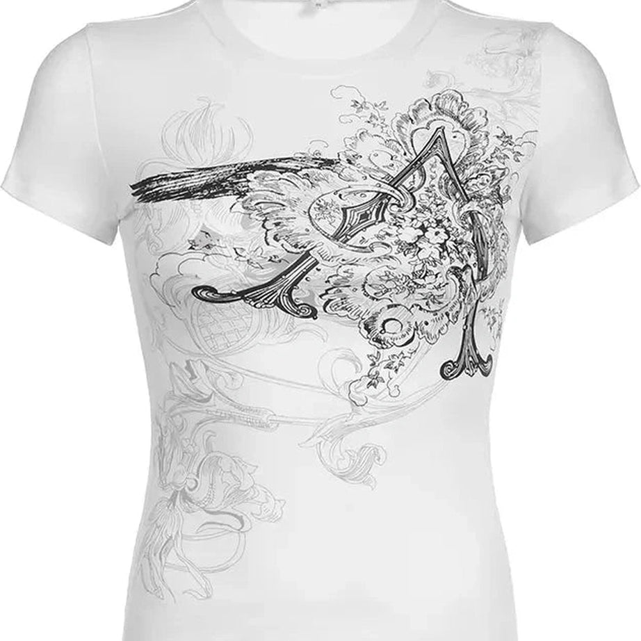 Y2k Edgy Graphic White Crop Women's T-Shirt