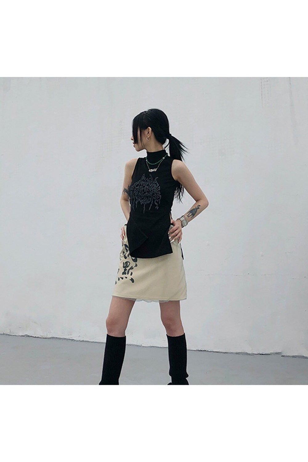 Y2k Edgy Style Black Tank Top