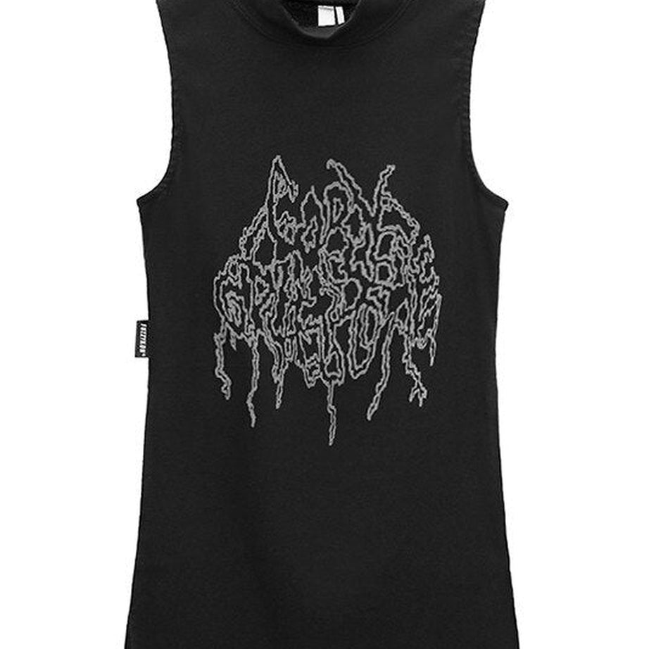 Y2k Edgy Style Black Tank Top