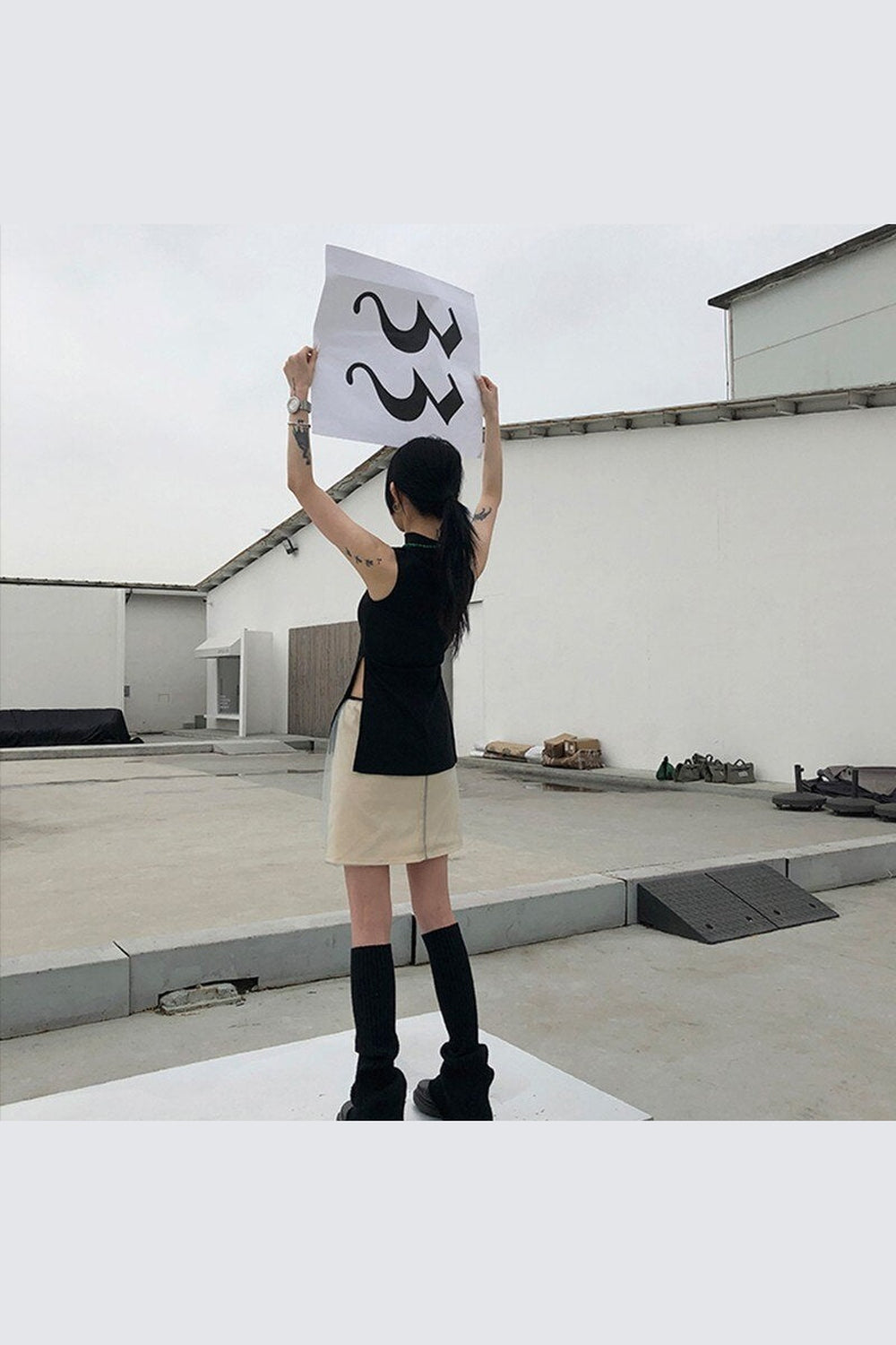 Y2k Edgy Style Black Tank Top