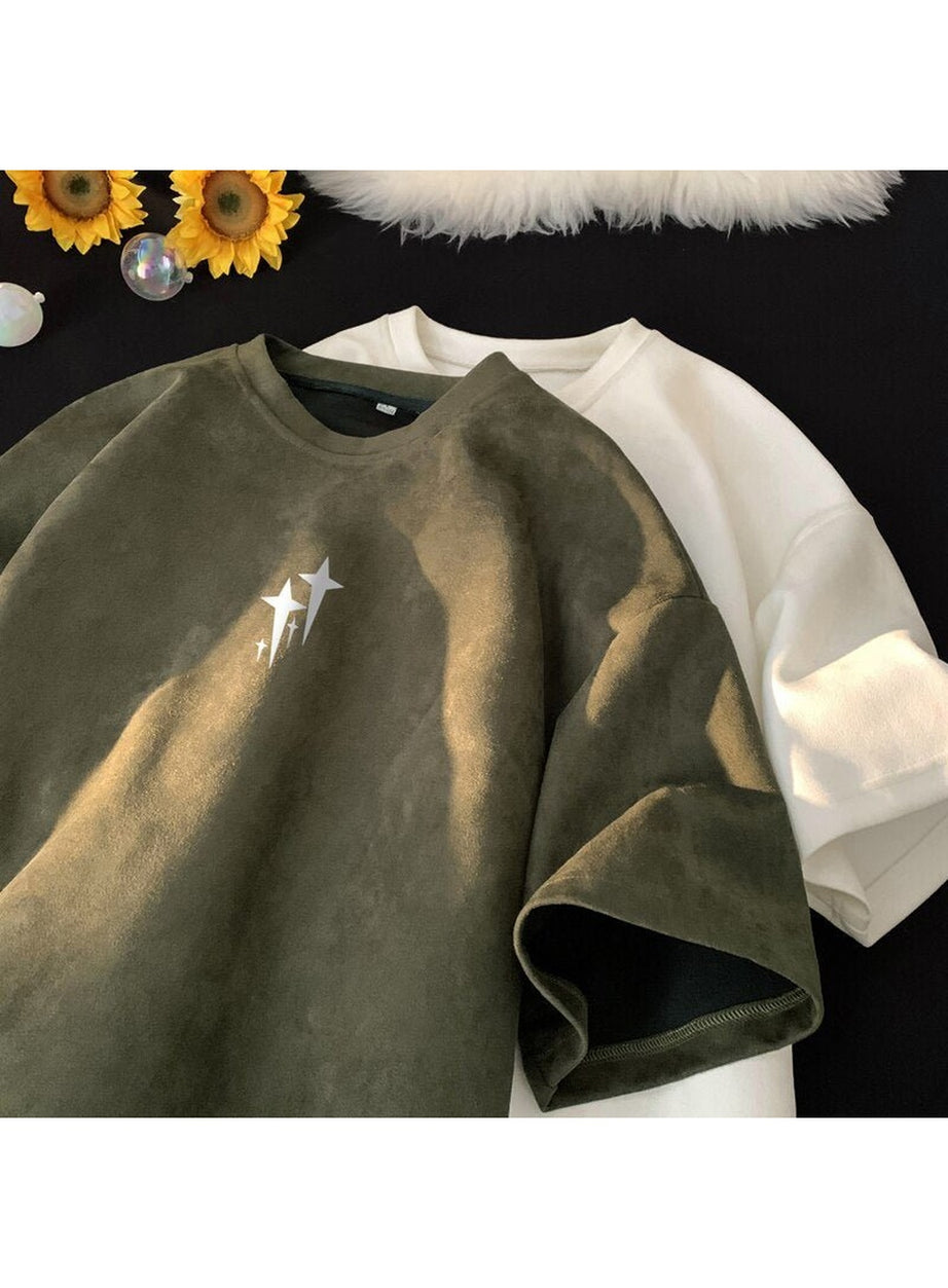 Y2k Edgy Suede Graphic T-shirt