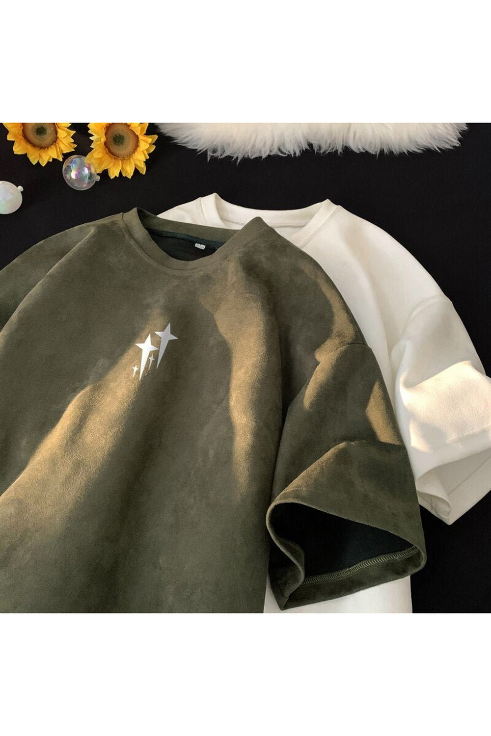 Y2k Edgy Suede Graphic T-shirt