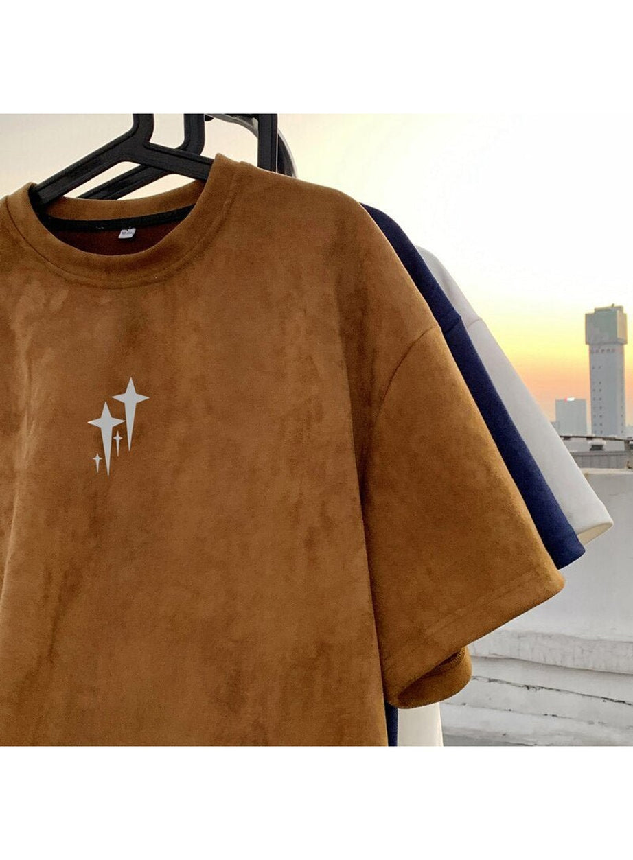 Y2k Edgy Suede Graphic T-shirt