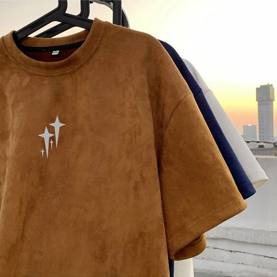 Y2k Edgy Suede Graphic T-shirt