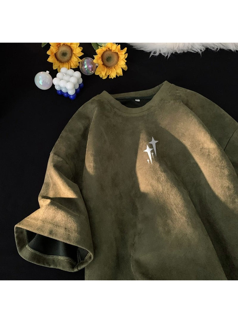 Y2k Edgy Suede Graphic T-shirt