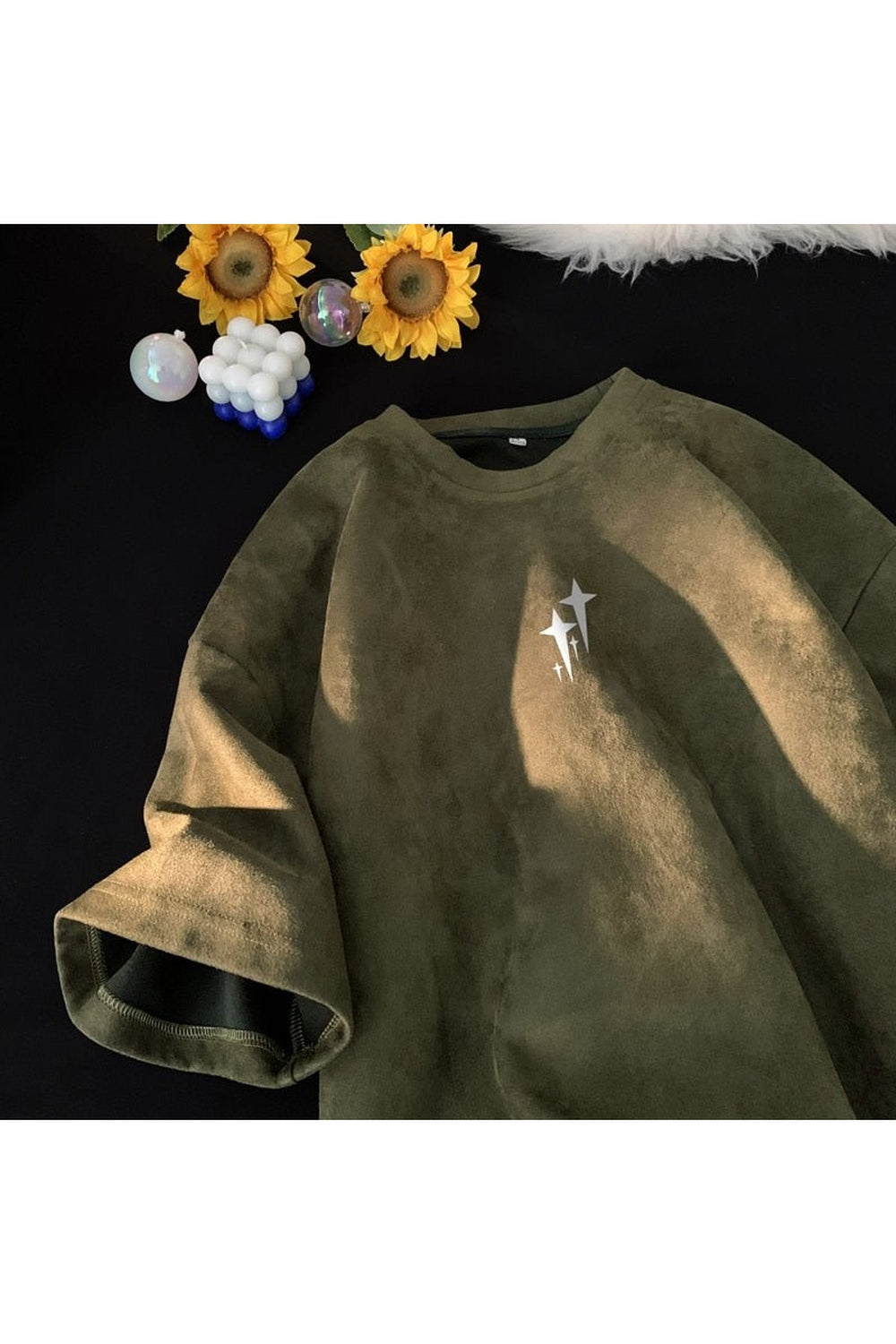 Y2k Edgy Suede Graphic T-shirt