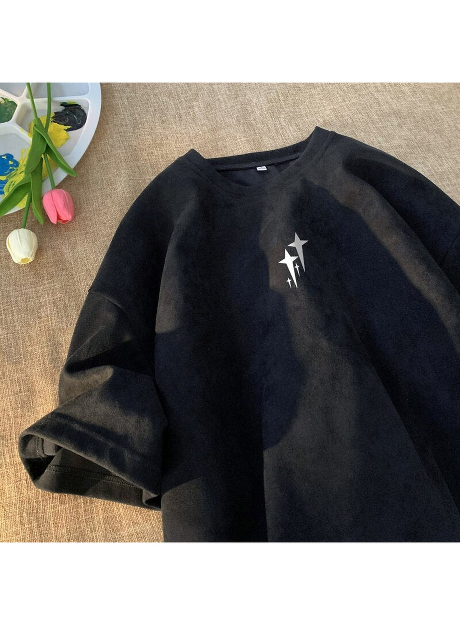 Y2k Edgy Suede Graphic T-shirt