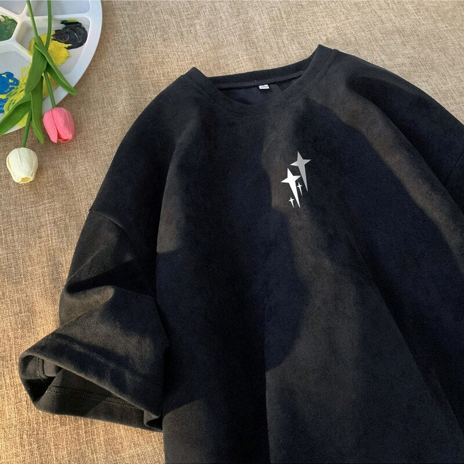 Y2k Edgy Suede Graphic T-shirt