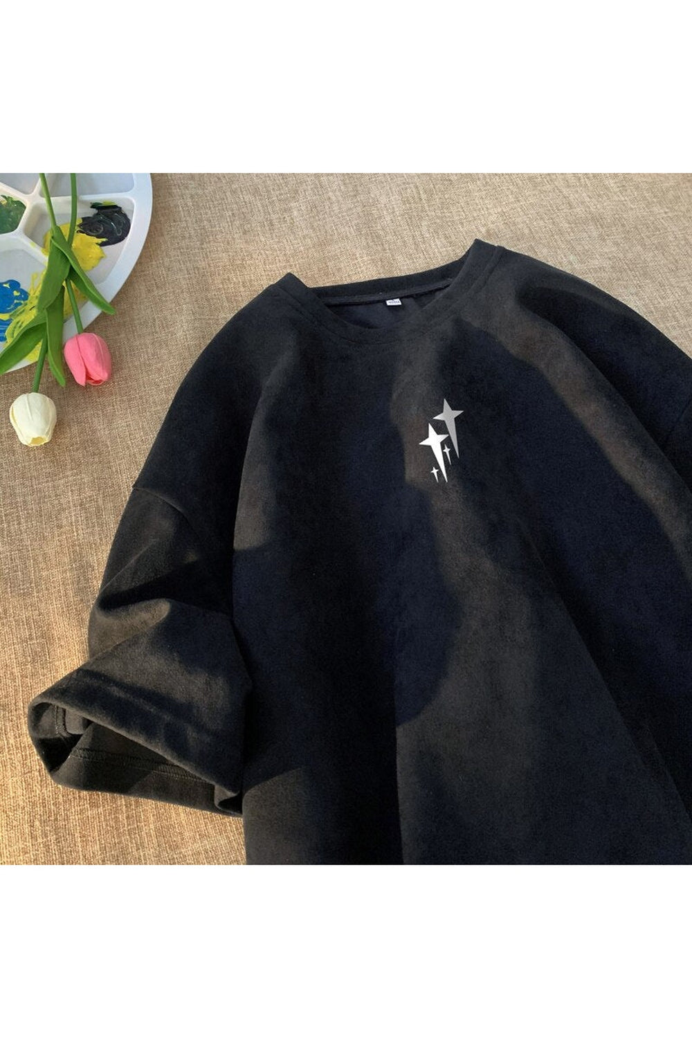 Y2k Edgy Suede Graphic T-shirt