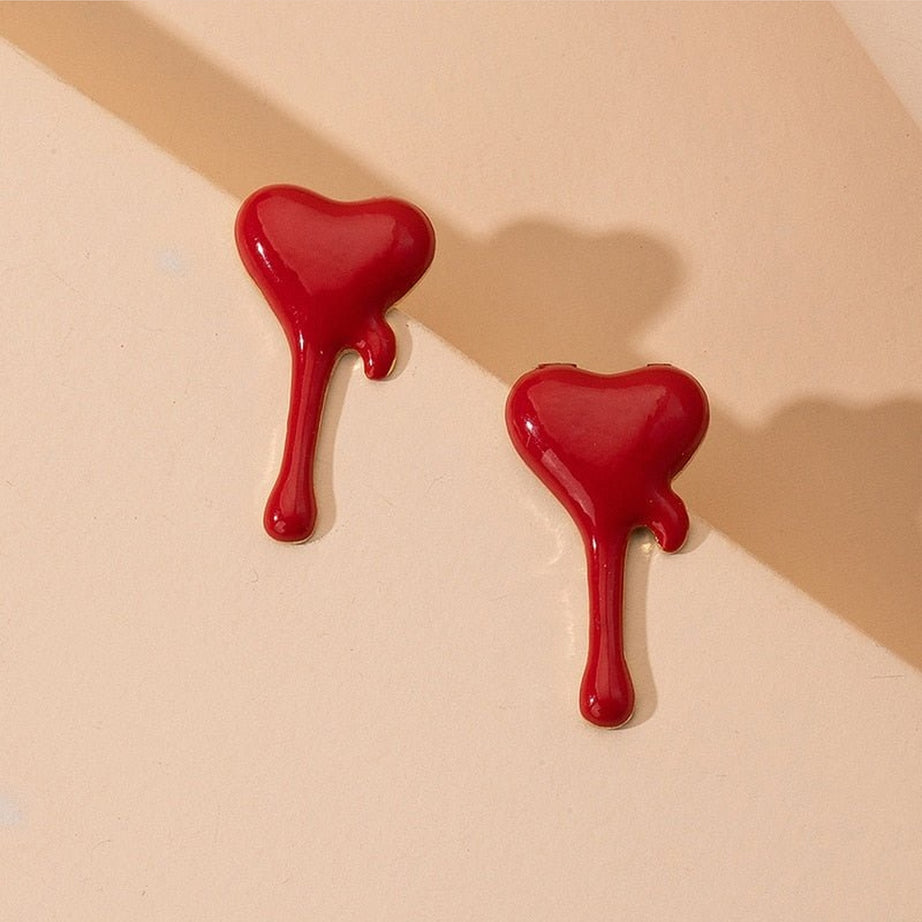 Y2k Egirl Heart Red Stud Earrings