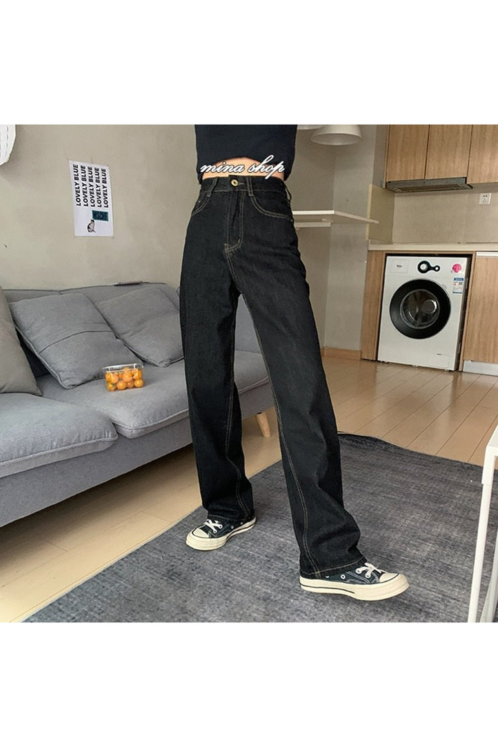 Y2k Egirl High Waist Black enim Pants