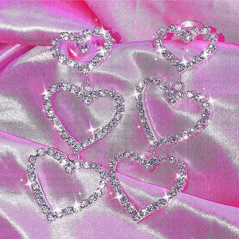 Y2k Egirl Metallic Crystal Charm Earrings