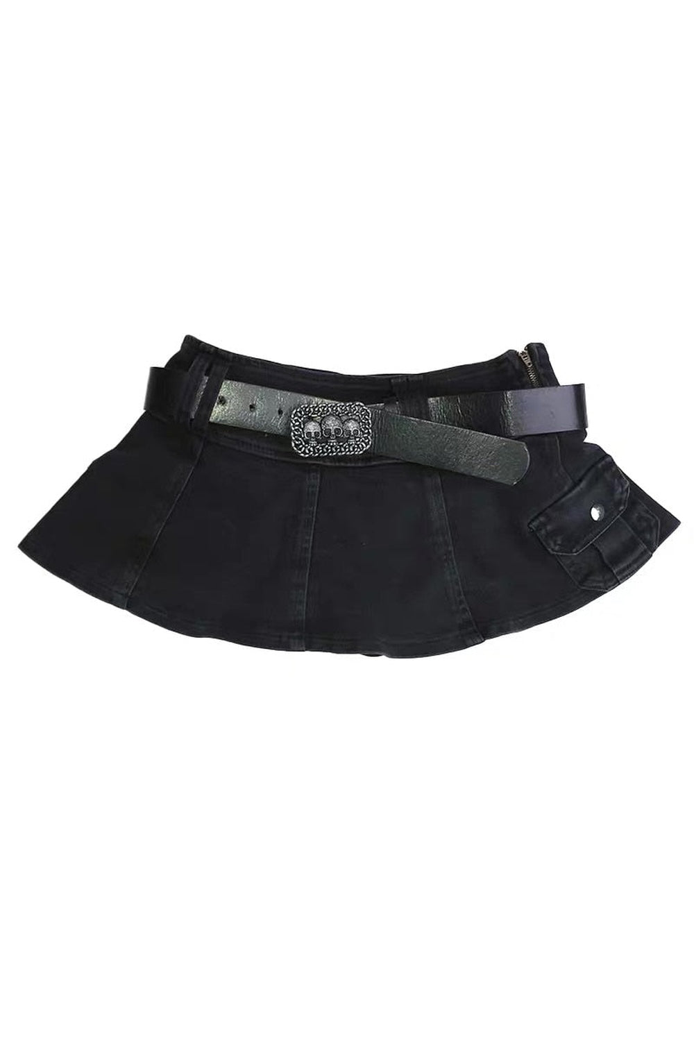 Y2k EGirl Mini Skirt with Skull Belt