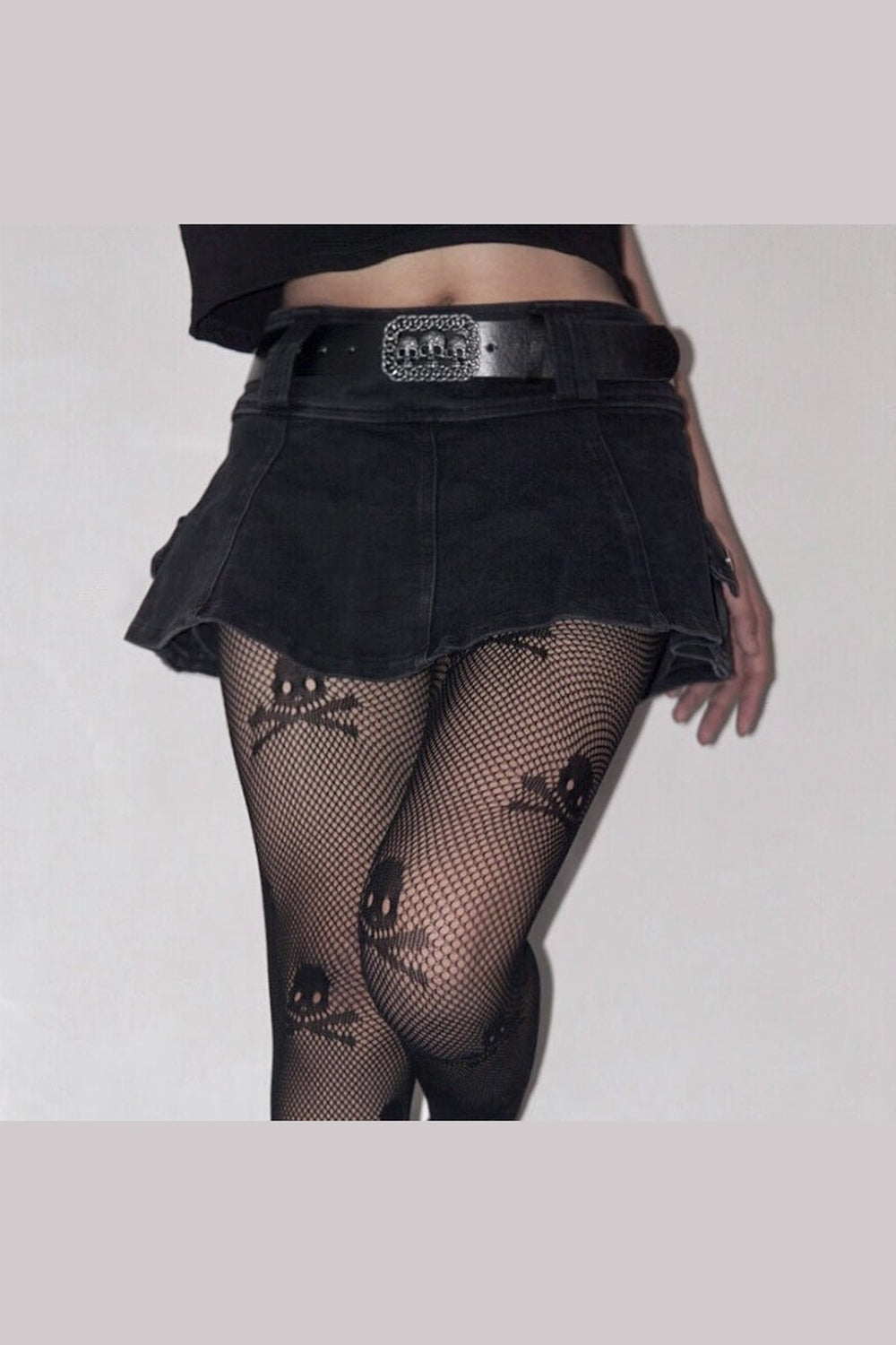 Y2k EGirl Mini Skirt with Skull Belt