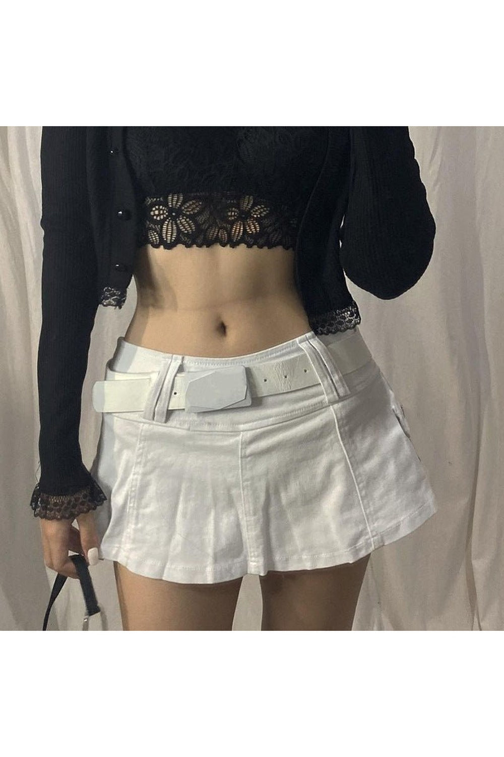 Y2k EGirl Mini Skirt with Skull Belt