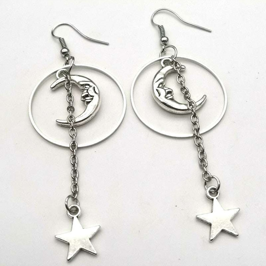 Y2k Egirl Moon and Stars Earrings