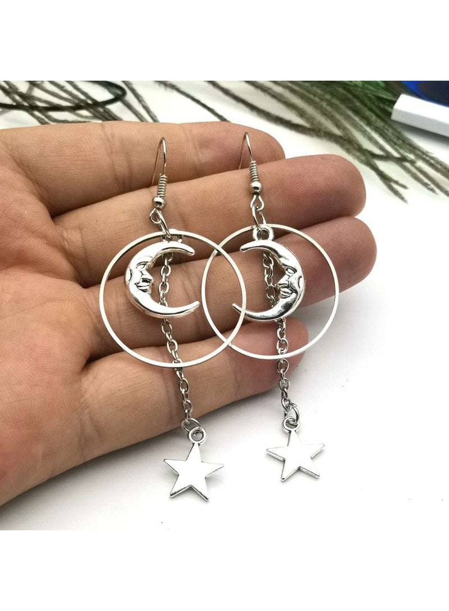 Y2k Egirl Moon and Stars Earrings