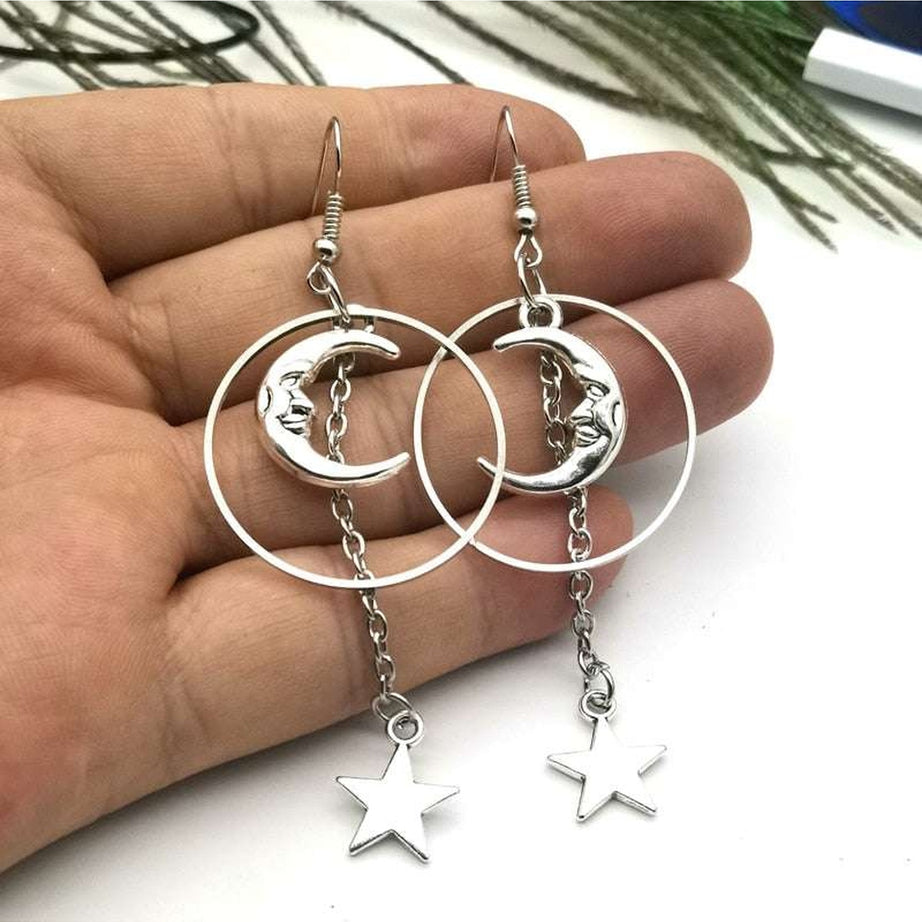 Y2k Egirl Moon and Stars Earrings