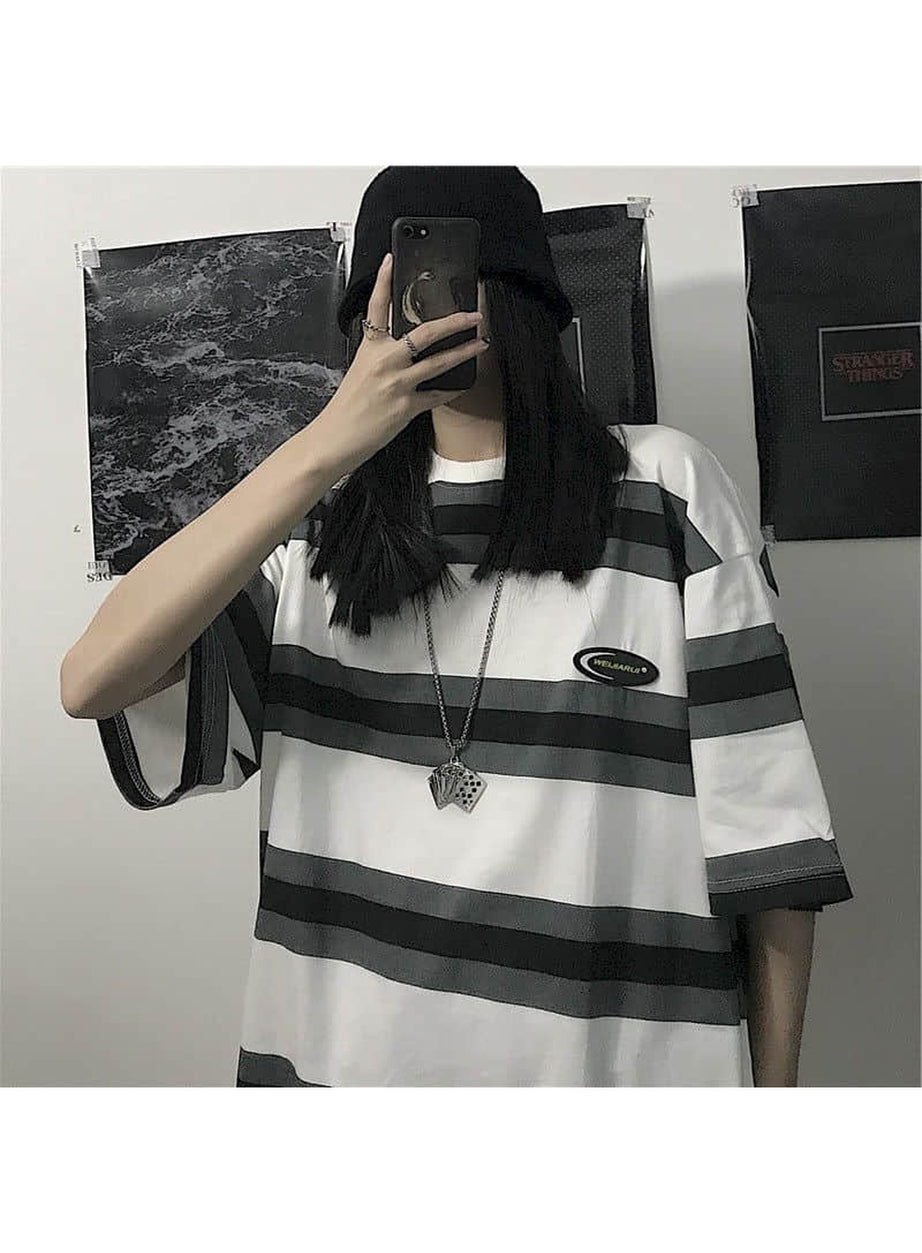 Y2k Egirl Oversize Striped T-shirt