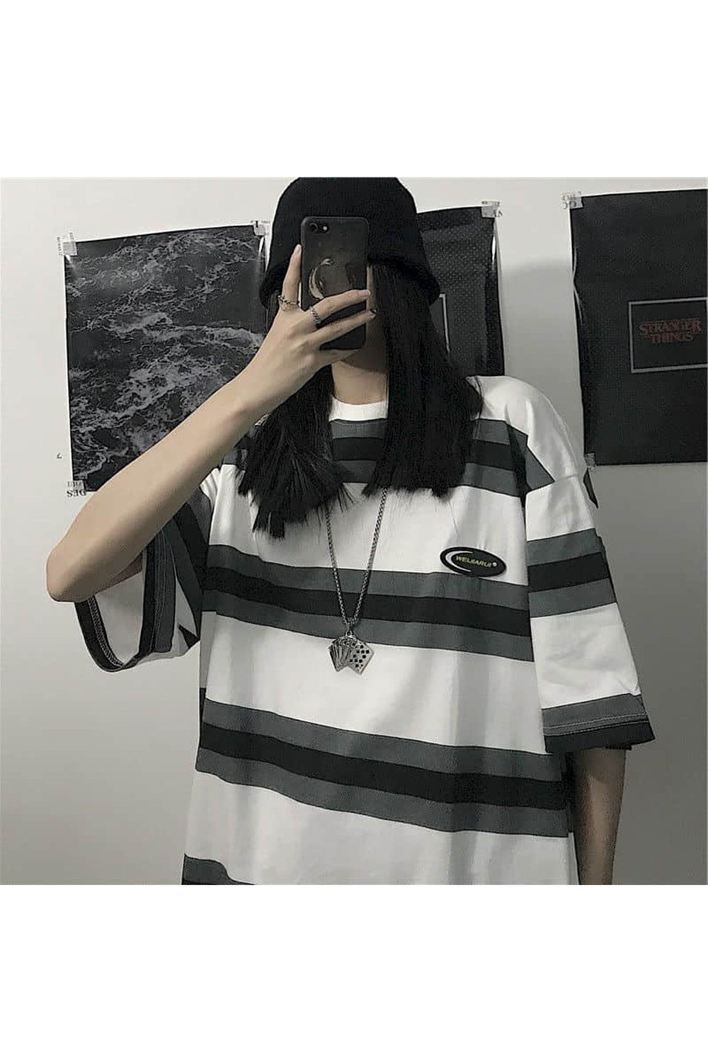 Y2k Egirl Oversize Striped T-shirt