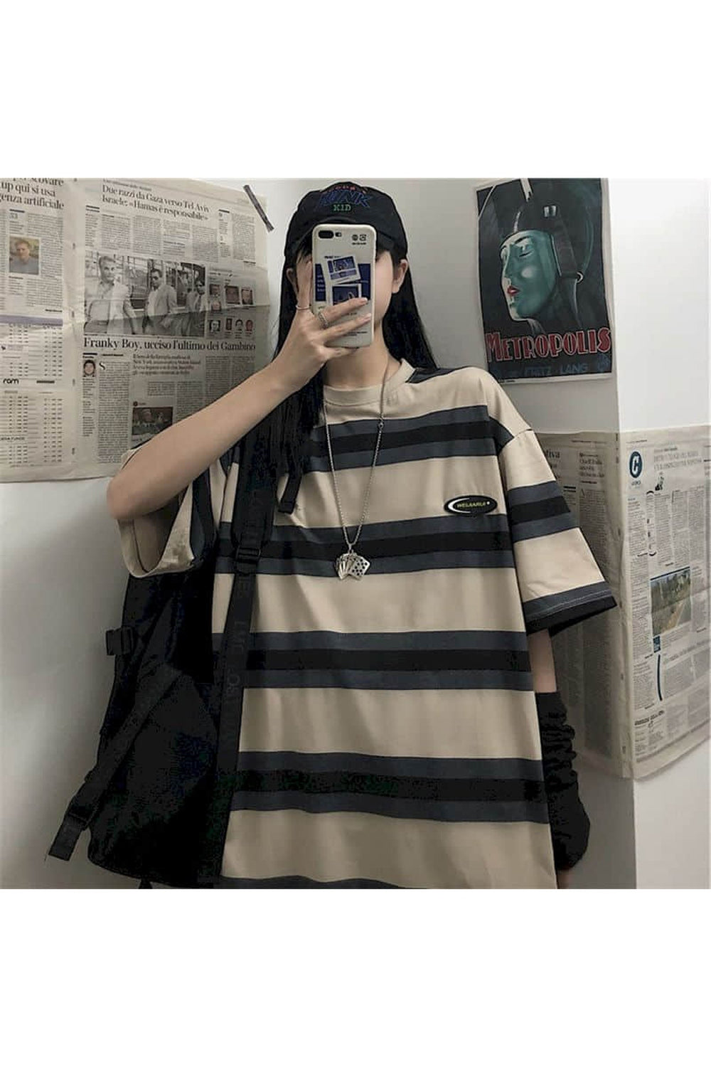 Y2k Egirl Oversize Striped T-shirt