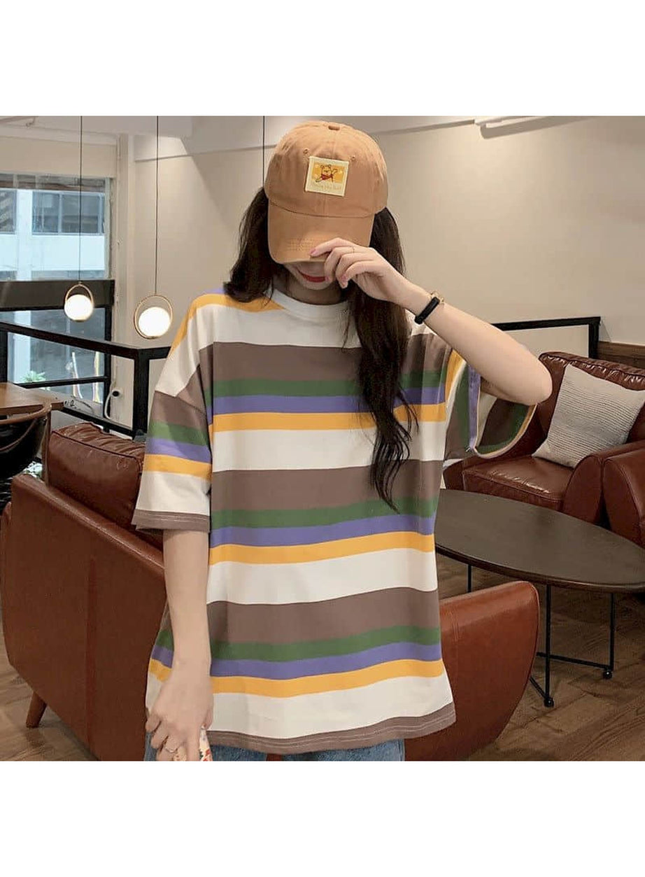 Y2k Egirl Oversize Striped T-shirt