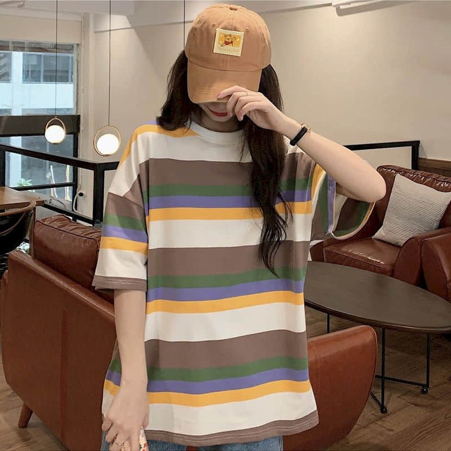 Y2k Egirl Oversize Striped T-shirt