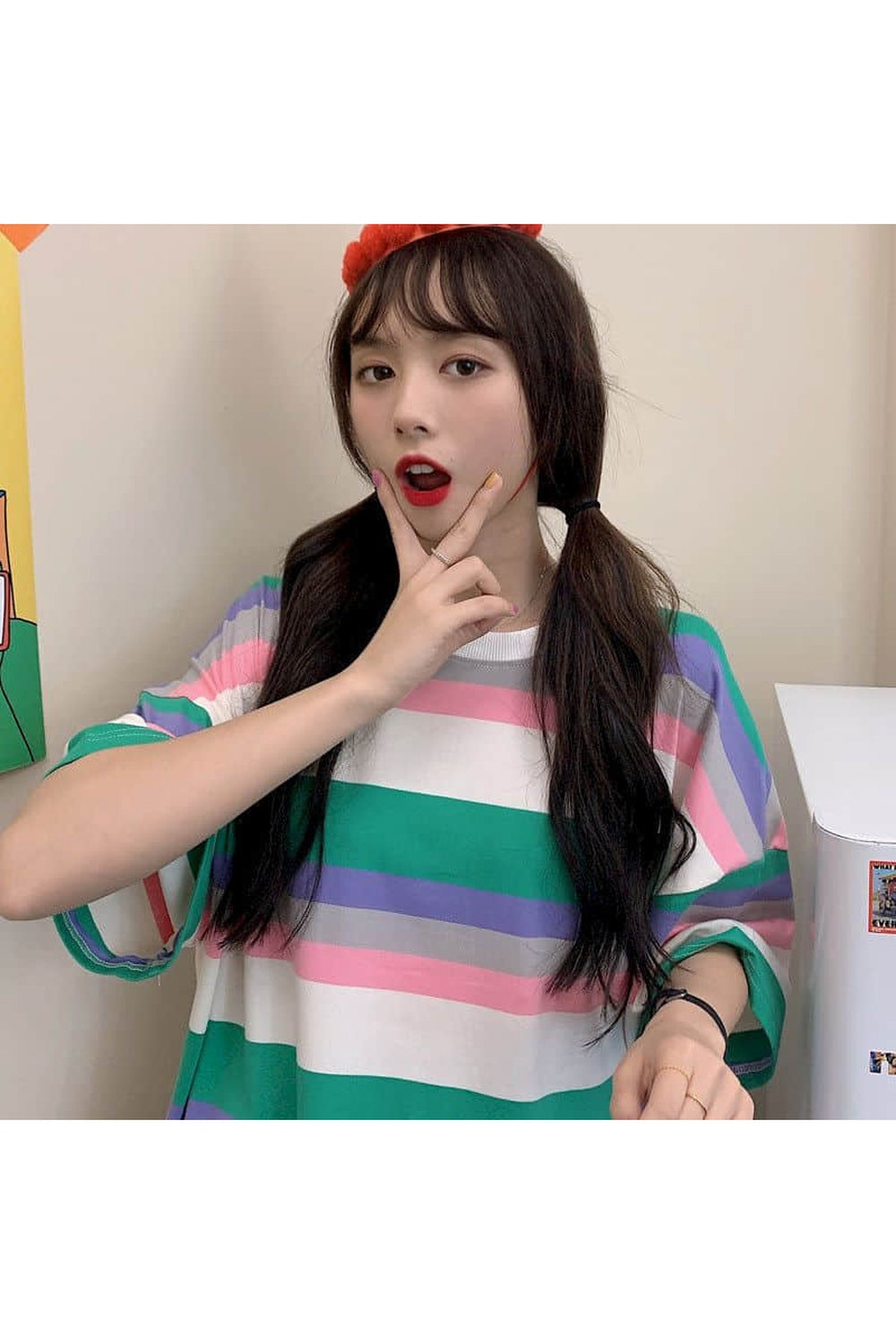 Y2k Egirl Oversize Striped T-shirt